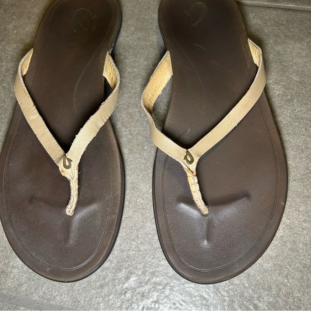 Olukai Ho’opio Leather Thong Slip On Sandals Women’s Shoe Size 10 - Picture 3 of 9